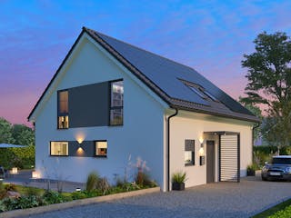 Massivhaus Familia 172 von HANNOVER HAUS Schlüsselfertig ab 389900€, Satteldach-Klassiker Außenansicht 2