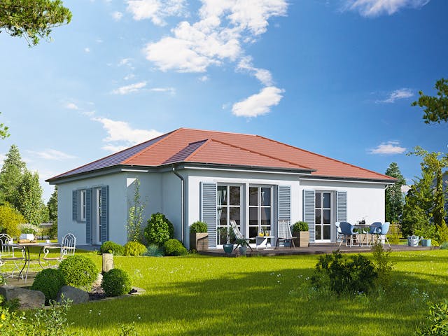 Fertighaus Bungalow 80 von Hanse Haus Schlüsselfertig ab 305019€, Bungalow Außenansicht 1 Fertighaus Bungalow 80 von Hanse Haus Schlüsselfertig ab 305019€, Bungalow Außenansicht 1