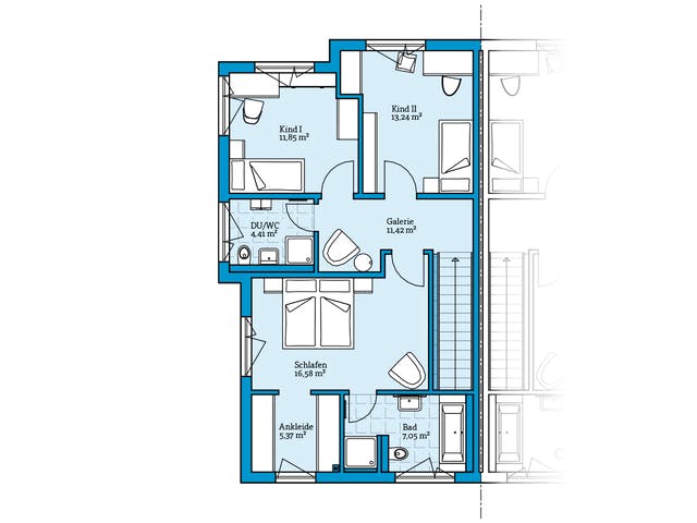 Fertighaus Doppelhaus 144 von Hanse Haus Schlüsselfertig ab 404544€, Cubushaus Grundriss 2