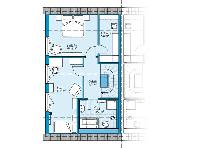 Fertighaus Doppelhaus 35-124 von Hanse Haus Schlüsselfertig ab 344186€, Satteldach-Klassiker Grundriss 2