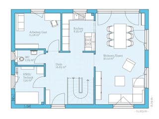 Fertighaus Variant 25-150 von Hanse Haus Schlüsselfertig ab 414767€, Satteldach-Klassiker Grundriss 1