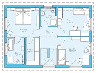 Fertighaus Variant 25-150 von Hanse Haus Schlüsselfertig ab 414767€, Satteldach-Klassiker Grundriss 2
