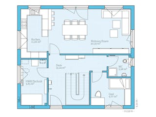 Fertighaus Variant 25-166 von Hanse Haus Schlüsselfertig ab 423320€, Satteldach-Klassiker Grundriss 1