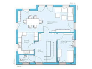 Fertighaus Variant 35-137 von Hanse Haus Schlüsselfertig ab 374489€, Satteldach-Klassiker Grundriss 1