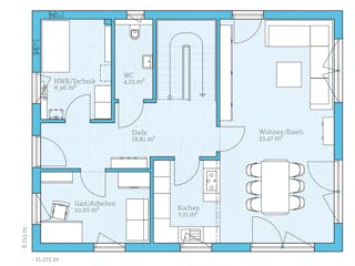 Fertighaus Variant 35-161 von Hanse Haus Schlüsselfertig ab 408087€, Satteldach-Klassiker Grundriss 1