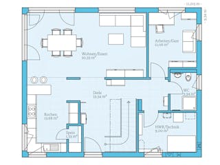 Fertighaus Variant 35-173 von Hanse Haus Schlüsselfertig ab 435167€, Satteldach-Klassiker Grundriss 1