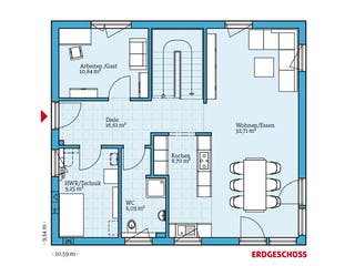 Fertighaus Variant 45-154 von Hanse Haus Schlüsselfertig ab 405270€, Satteldach-Klassiker Grundriss 1