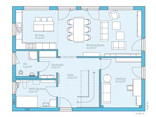 Fertighaus Variant 45-175 von Hanse Haus Schlüsselfertig ab 429096€, Satteldach-Klassiker Grundriss 1