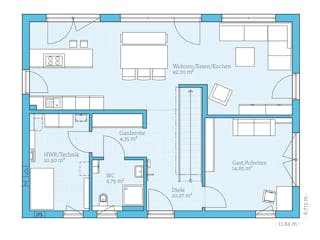 Fertighaus Villa 174 von Hanse Haus Schlüsselfertig ab 461978€, Stadtvilla Grundriss 1