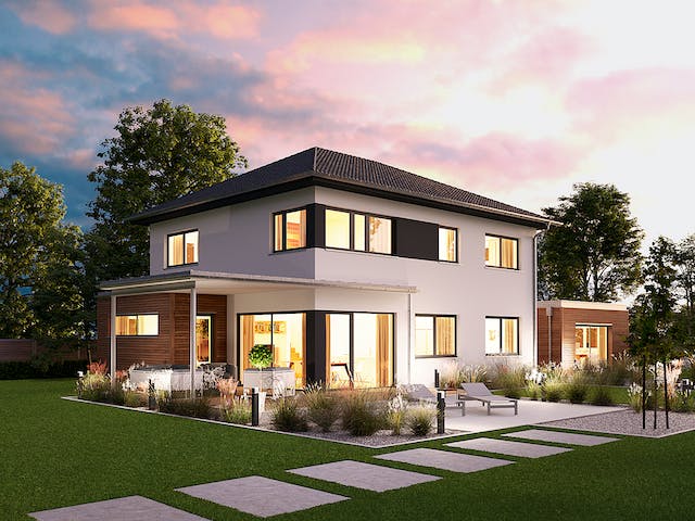 Fertighaus Villa 178 von Hanse Haus Schlüsselfertig ab 466844€, Stadtvilla Außenansicht 1 Fertighaus Villa 178 von Hanse Haus Schlüsselfertig ab 466844€, Stadtvilla Außenansicht 1