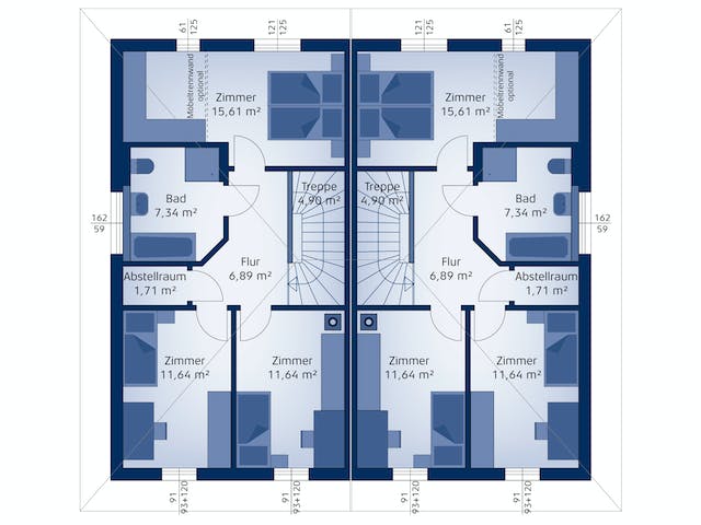 Fertighaus Doppelhaushälfte 119 W von HARTL HAUS Schlüsselfertig ab 394510€, Stadtvilla Grundriss 2