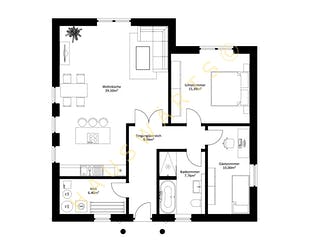 Massivhaus Bungalow Wismar von Hauswärts Consulting Schlüsselfertig ab 205000€, Bungalow Grundriss 1