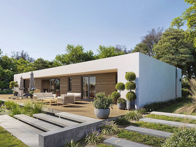 Massivhaus Bungalow 113.1 von Haus der Handwerker, Bungalow Außenansicht 1 Massivhaus Bungalow 113.1 von Haus der Handwerker, Bungalow Außenansicht 1