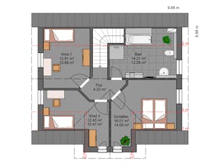 Massivhaus Classic 120.1 von Haus Der Handwerker, Satteldach-Klassiker Grundriss 2