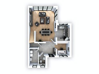 Massivhaus DHH Bauhaus 130 von hebelHAUS, Cubushaus Grundriss 1