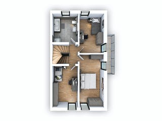 Massivhaus DHH Stadtvilla 176 von hebelHAUS, Pultdachhaus Grundriss 2