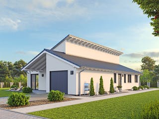 Massivhaus EFH Bungalow 119 von hebelHAUS, Bungalow Außenansicht 1