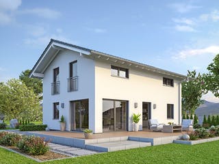 Massivhaus EFH Klassik 123 von hebelHAUS, Satteldach-Klassiker Außenansicht 1