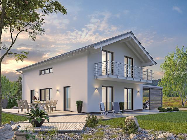 Massivhaus EFH Klassik 138 von hebelHAUS, Satteldach-Klassiker Außenansicht 1