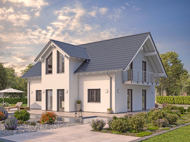 Massivhaus EFH Klassik 148 von hebelHAUS, Satteldach-Klassiker Außenansicht 1