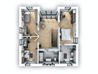 Massivhaus EFH Stadtvilla 149 von hebelHAUS Schlüsselfertig ab 329000€, Stadtvilla Grundriss 2