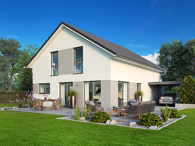 Massivhaus Aachen von HELMA MASSIVHAUS Schlüsselfertig ab 365750€, Satteldach-Klassiker Außenansicht 1
