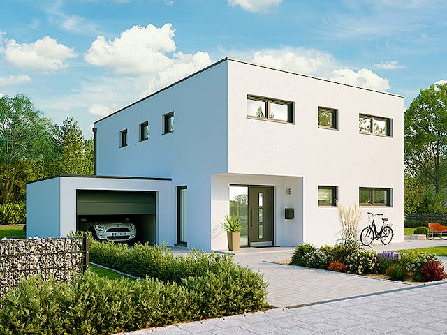Massivhaus Alicante von HELMA MASSIVHAUS Schlüsselfertig ab 434100€, Cubushaus Außenansicht 1