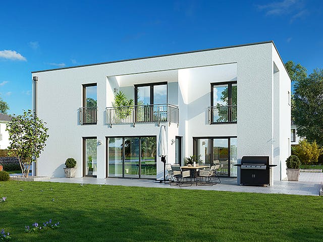 Massivhaus Alicante von HELMA MASSIVHAUS Schlüsselfertig ab 434100€, Cubushaus Außenansicht 2