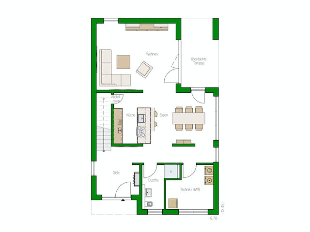 Massivhaus Alicante von HELMA MASSIVHAUS Schlüsselfertig ab 434100€, Cubushaus Grundriss 1
