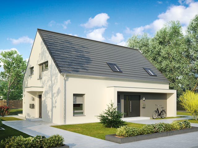 Massivhaus Amsterdam von HELMA MASSIVHAUS Schlüsselfertig ab 483450€, Satteldach-Klassiker Außenansicht 2