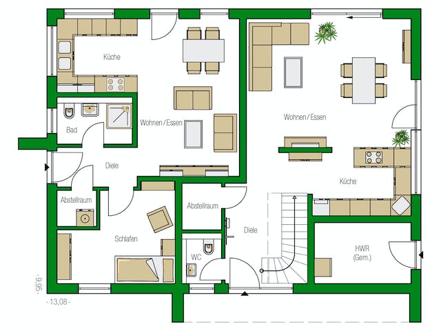 Massivhaus Amsterdam von HELMA MASSIVHAUS Schlüsselfertig ab 483450€, Satteldach-Klassiker Grundriss 1