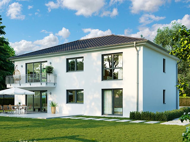 Massivhaus Arta von HELMA MASSIVHAUS Schlüsselfertig ab 525450€, Stadtvilla Außenansicht 2