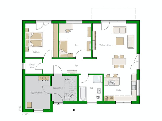 Massivhaus Arta von HELMA MASSIVHAUS Schlüsselfertig ab 525450€, Stadtvilla Grundriss 1