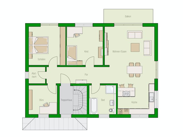 Massivhaus Arta von HELMA MASSIVHAUS Schlüsselfertig ab 525450€, Stadtvilla Grundriss 2