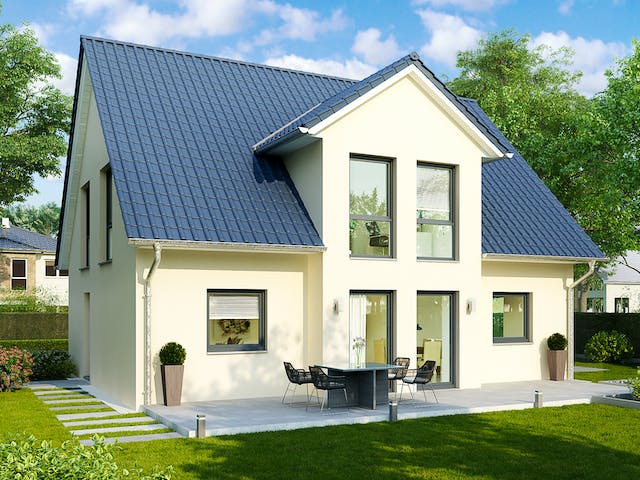 Massivhaus Berlin von HELMA MASSIVHAUS Schlüsselfertig ab 378200€, Satteldach-Klassiker Außenansicht 1