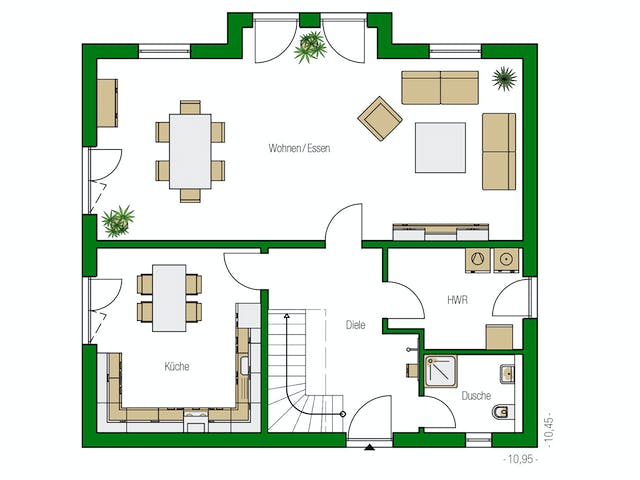 Massivhaus Berlin von HELMA MASSIVHAUS Schlüsselfertig ab 378200€, Satteldach-Klassiker Grundriss 1