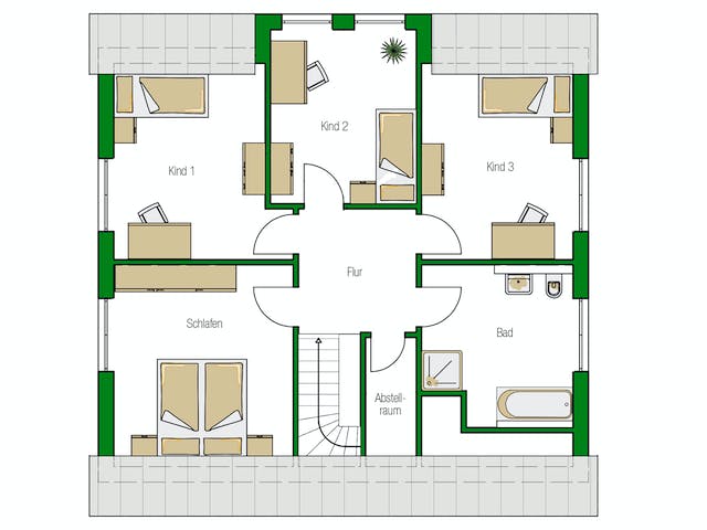 Massivhaus Berlin von HELMA MASSIVHAUS Schlüsselfertig ab 378200€, Satteldach-Klassiker Grundriss 2