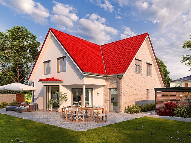 Massivhaus Bremen von HELMA MASSIVHAUS Schlüsselfertig ab 395550€, Satteldach-Klassiker Außenansicht 2