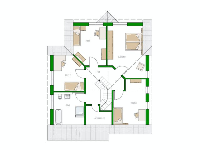 Massivhaus Bremen von HELMA MASSIVHAUS Schlüsselfertig ab 395550€, Satteldach-Klassiker Grundriss 2