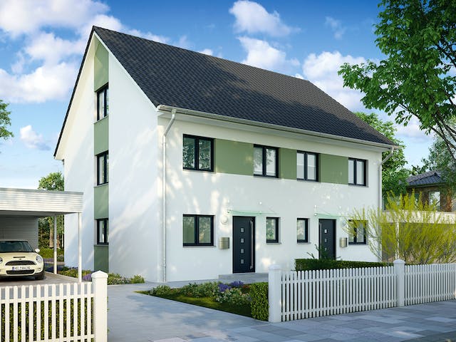 Massivhaus Bristol von HELMA MASSIVHAUS Schlüsselfertig ab 329000€, Satteldach-Klassiker Außenansicht 2