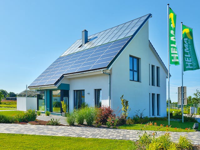 Massivhaus Brüssel von HELMA MASSIVHAUS Schlüsselfertig ab 422700€, Pultdachhaus Außenansicht 5
