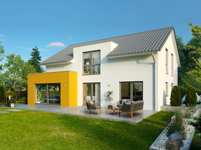 Massivhaus Colmar von HELMA MASSIVHAUS Schlüsselfertig ab 427450€, Satteldach-Klassiker Außenansicht 1