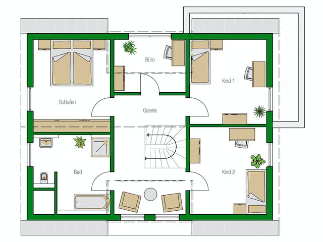 Massivhaus Colmar von HELMA MASSIVHAUS Schlüsselfertig ab 427450€, Satteldach-Klassiker Grundriss 2