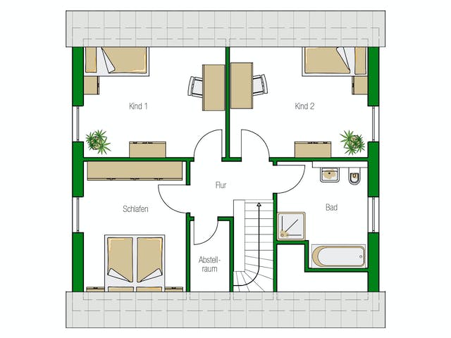 Massivhaus Davos von HELMA MASSIVHAUS Schlüsselfertig ab 316650€, Satteldach-Klassiker Grundriss 2
