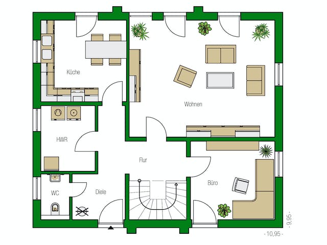 Massivhaus Dresden von HELMA MASSIVHAUS Schlüsselfertig ab 378550€, Stadtvilla Grundriss 1