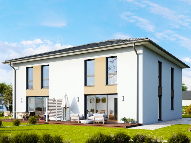 Massivhaus Dublin von HELMA MASSIVHAUS Schlüsselfertig ab 320900€, Stadtvilla Außenansicht 1