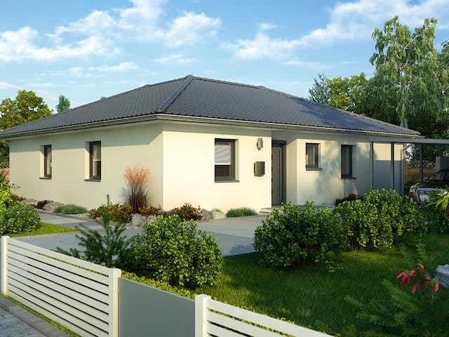 Massivhaus Freiburg von HELMA MASSIVHAUS Schlüsselfertig ab 321150€, Bungalow Außenansicht 2