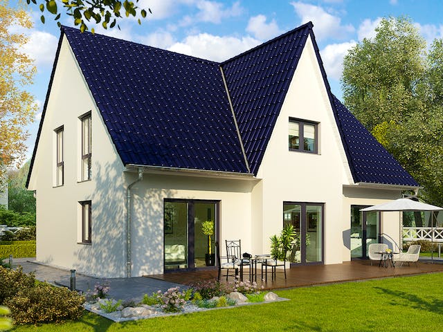 Massivhaus Hamburg von HELMA MASSIVHAUS Schlüsselfertig ab 404300€, Satteldach-Klassiker Außenansicht 1