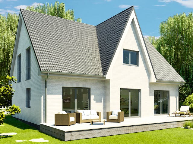 Massivhaus Hamburg von HELMA MASSIVHAUS Schlüsselfertig ab 404300€, Satteldach-Klassiker Außenansicht 4