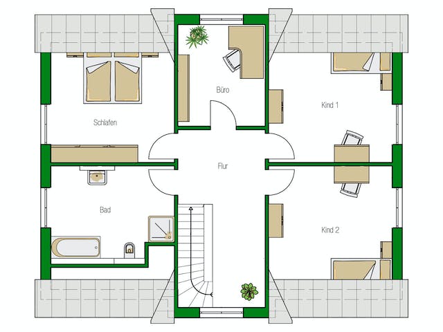 Massivhaus Hamburg von HELMA MASSIVHAUS Schlüsselfertig ab 404300€, Satteldach-Klassiker Grundriss 2
